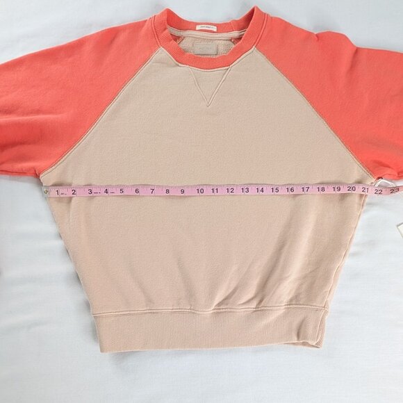 MOTHER The Boost Crop Salmon Beige Sweatshirt NEW - Picture 3 of 8